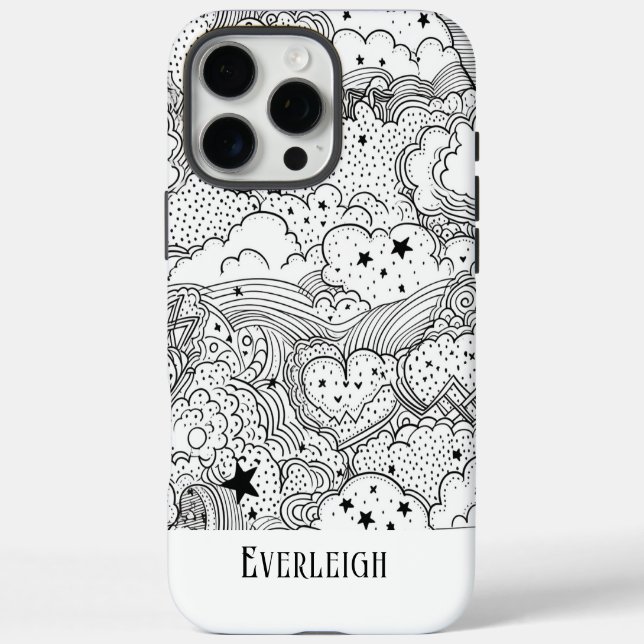 Coques Case-Mate iPhone Dames célestes Doodles Personnalisés (Verso)