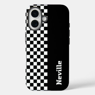 Coque Pour iPhone 16 Damier bicolore personnalisé