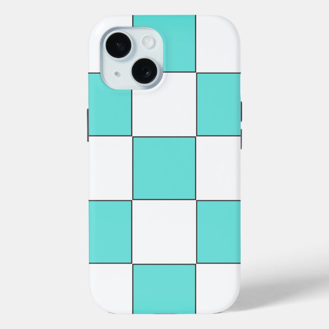 Coques Case-Mate iPhone Damier Cyan Vert (Verso)