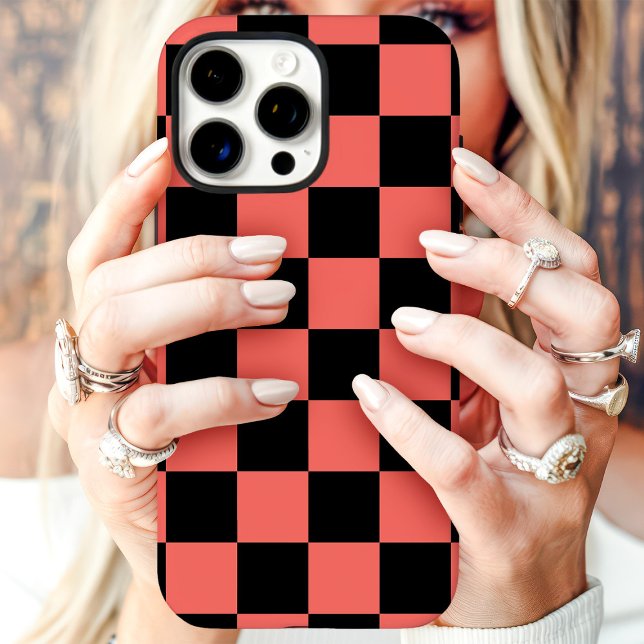Coques Case-Mate iPhone Damier Noir et Corail (Créateur téléchargé)