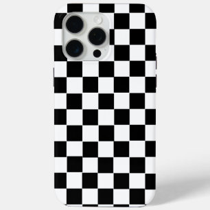 Coque iPhone 15 Pro Max Damier rétro noir et blanc esthétique