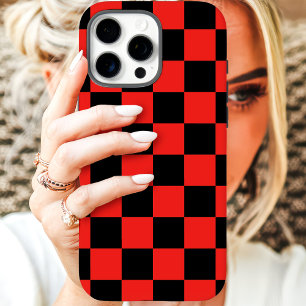 Coques iPhone 16 Pro Max Damier Rouge Noir