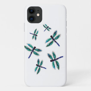 Coque iPhone 11 Dancing Turquoise Dragonfly Bugs