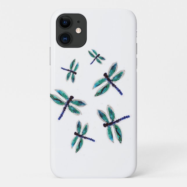 Coques Case-Mate iPhone Dancing Turquoise Dragonfly Bugs (Dos)