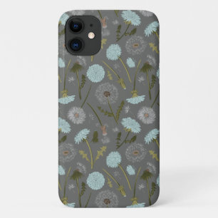 Case-Mate iPhone Case Dandelion Gris Bleu Motif Floral