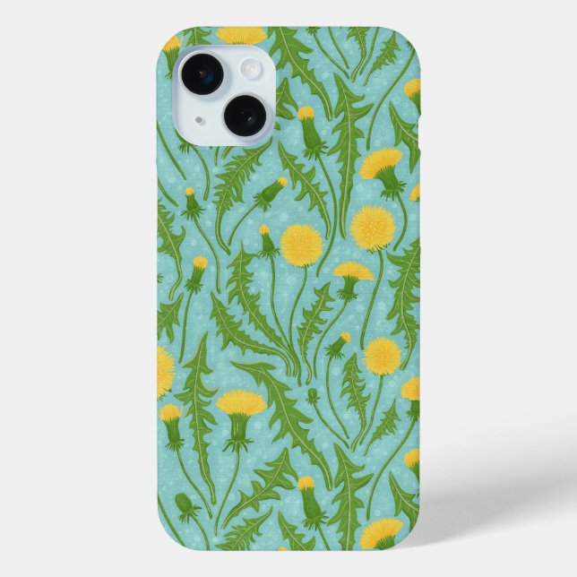 Coques Case-Mate iPhone Dandelions, vert, jaune et bleu (Verso)