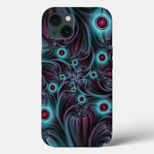 Case-Mate iPhone Case Dans la profondeur Bleu rose Abstrait Fractal Art