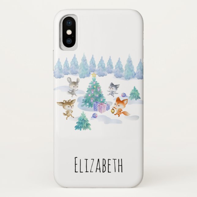 Coques Case-Mate iPhone Danse Animaux de forêt Noël Aquarelle (Dos)