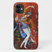 Danse persane de femme avec l'oiseau et le vin