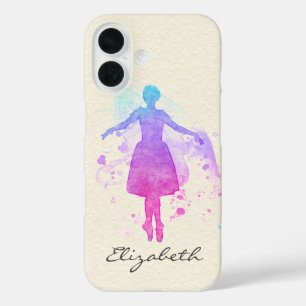 Coque Pour iPhone 16 Danseur de ballet d'aquarelle à Pointe - Votre nom