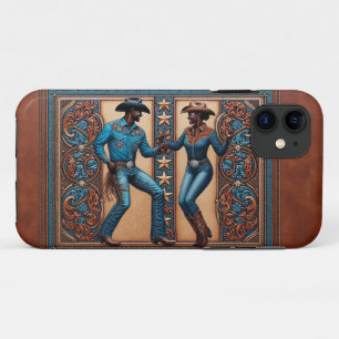 Case-Mate iPhone Case Danseurs Brown et turquoise en cuir à outils Faux