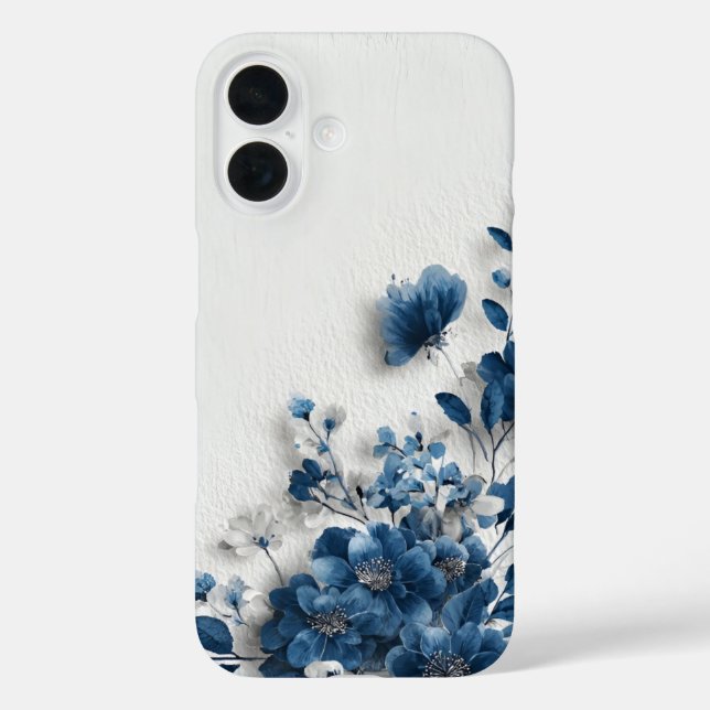 Coques Case-Mate iPhone Dark Blue Flowers  (Verso)