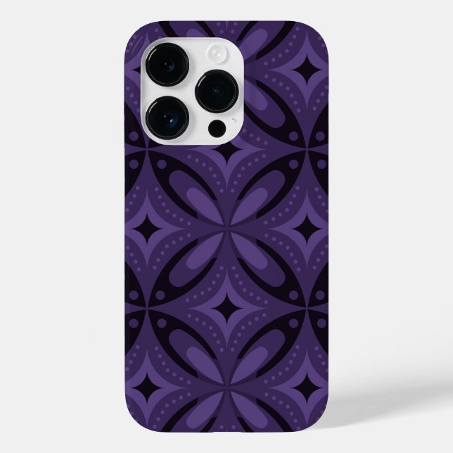 Coques Case-Mate iPhone Dark Purple Colored Retro Pattern (Verso)