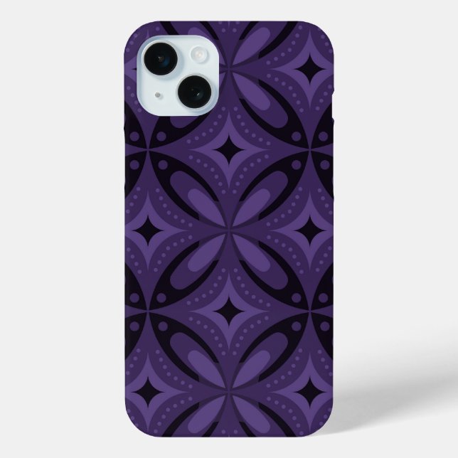 Coques Case-Mate iPhone Dark Purple Colored Retro Pattern (Verso)