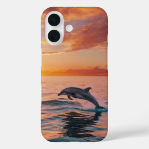 Coque Pour iPhone 16 Dauphins du coucher du soleil