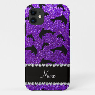 Coque iPhone 11 Dauphins pourpres personnalisés de parties