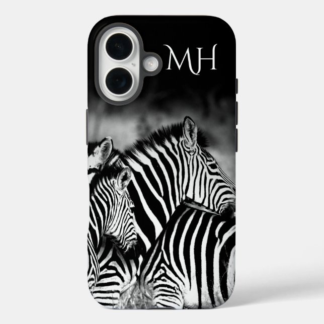 Coques Case-Mate iPhone Dazzle de monogramme de zèbre  (Verso)