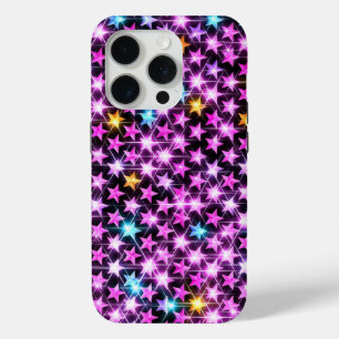 Coque iPhone 15 Pro de belles étoiles violettes colorées brillantes