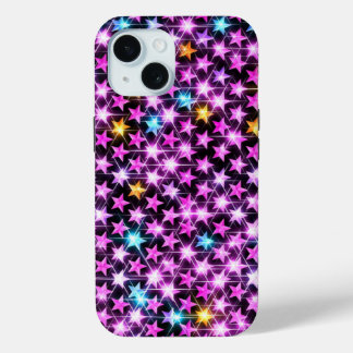 Coque Pour iPhone 15 de belles étoiles violettes colorées brillantes
