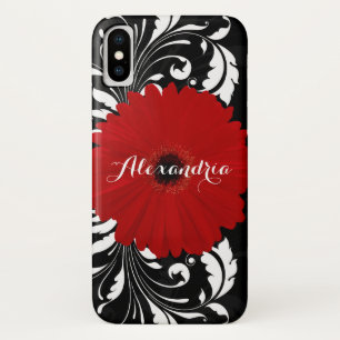 Case-Mate iPhone Case De Gerbera de marguerite monogramme rouge lumineux