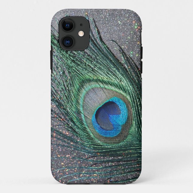 Coques Case-Mate iPhone De paon de plume toujours la vie noire (Dos)