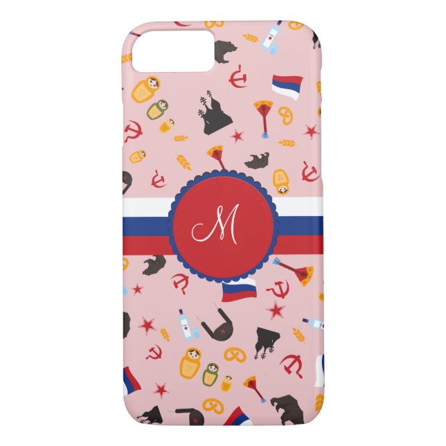 Coques Case-Mate iPhone De Russie avec le monogramme de Russe d'amour (Dos)