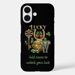 Coque Pour iPhone 16 Débloquez votre chance, charmes dorés personnalisé