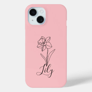 Coque Pour iPhone 15 Décembre personnalisé Narcisse Cadeau Fleur de nai