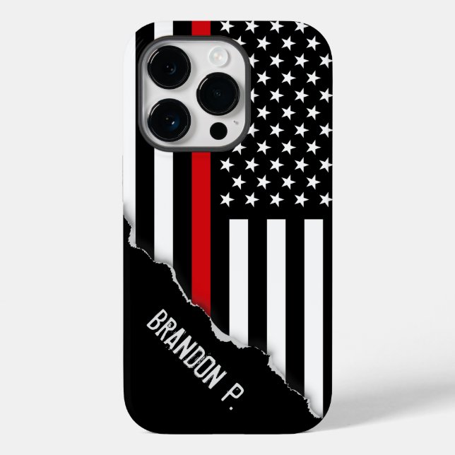 Coques Case-Mate iPhone Déchiré Look Thin Red Line drapeau américain (Verso)