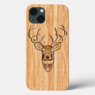 Case-Mate iPhone Case Décor blanc Tail Deer Head Bois Inlay Grain