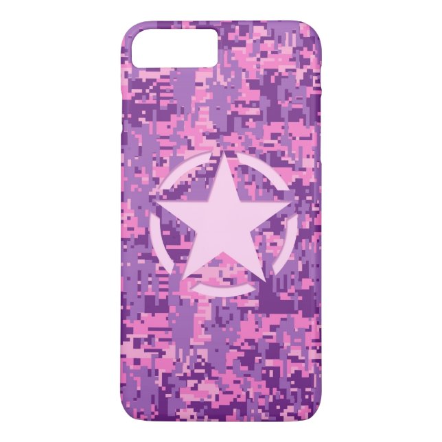 Coques Case-Mate iPhone Décor Camouflage numérique rose-chaud (Dos)
