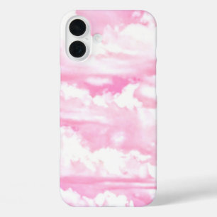 Coques iPhone 16 Plus Décor Clair Rose Élégant Nuages