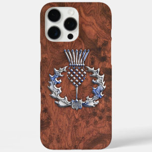 Coques iPhone 16 Pro Max Décor de chardon écossais gris argent sur un
