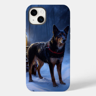 Coque Pour iPhone 14 Plus Décor de Noël Kelpie Snowy Sleigh