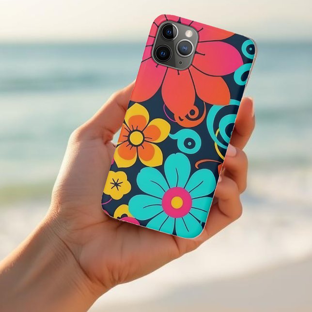 Coques Case-Mate iPhone Décor Dopamine - Fleurs Funky Lumineuses-Retro (Dopamine Decor– Bright Funky Flowers-Retro Case-Mate iPhone Case)