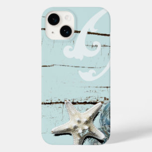 Coque Pour iPhone 14 Décor romantique Elégant bleu Seashell Beach