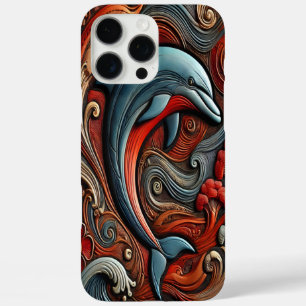 Coques iPhone 16 Pro Max Décoration murale de dauphin vibrant