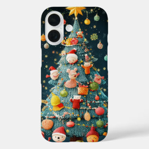 Coque Pour iPhone 16 Décorations de Noël Festives en Tricot Arbre de No
