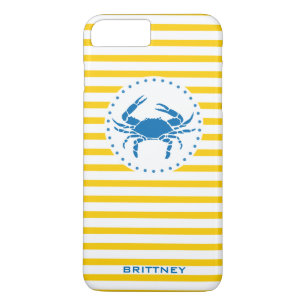 Etui iPhone Case-Mate Décoré d'un monogramme rayé de jaune de crabe bleu