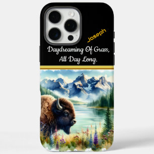 Coques iPhone 16 Pro Max Découvrir le paysage serein avec les bisons de bis