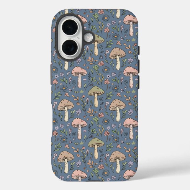 Coques Case-Mate iPhone Deep Slate Gray Fungi Seamless Pattern Gothic (Verso)