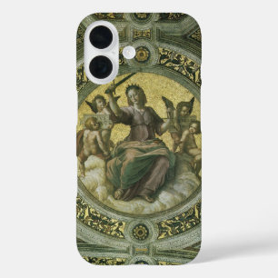 Coques iPhone 16 Déesse romaine Justice avec les anges par Raphael
