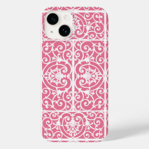Coque Pour iPhone 14 Défilement rose et blanc