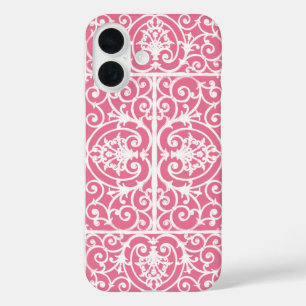 Coque Pour iPhone 16 Défilement rose et blanc
