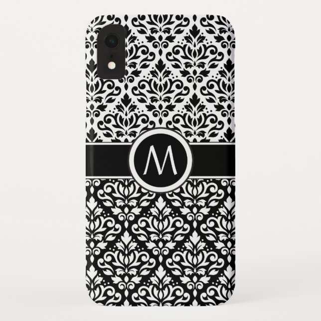 Coques Case-Mate iPhone Défiler Damask 2Part Ptn BW & Band (Personnalisé) (Dos)