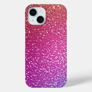 Coque Pour iPhone 15 Dégradé arc-en-ciel de Parties scintillant hexagon