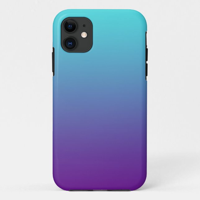 Coques Case-Mate iPhone Dégradé de fond simple Turquoise Bleu Violet (Dos)