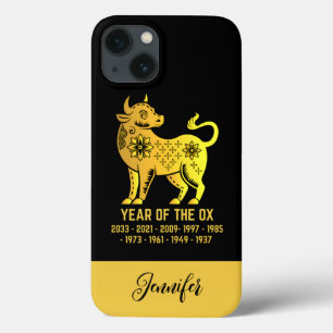 Case-Mate iPhone Case Dégradé Or Année Du Zodiaque Ox Nom Noir