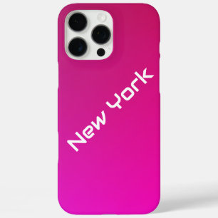 Coques iPhone 16 Pro Max Dégradé rose-violet avec typographie de New York