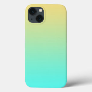 Etui iPhone 13 Dégradé simple pastel jaune turquoise